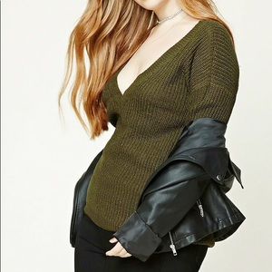 Ribbed V-neck Sweater